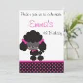 Diddles Poodle Birthday Invitation Kaart (Staand voorkant)