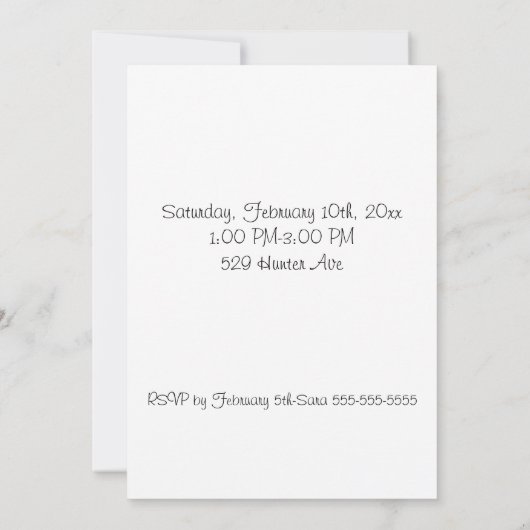 Diddles Poodle Birthday Invitation Kaart (Achterkant)