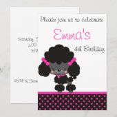 Diddles Poodle Birthday Invitation Kaart (Voorkant / Achterkant)
