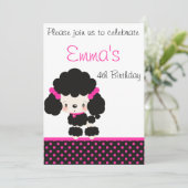 Diddles Poodle Birthday Party Invitation Kaart (Staand voorkant)