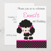 Diddles Poodle Birthday Party Invitation Kaart (Voorkant / Achterkant)