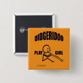 Didgeridoo Play Girl Vierkante Button 5,1 Cm (Voorkant /achterkant)