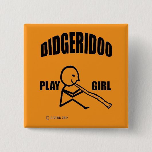 Didgeridoo Play Girl Vierkante Button 5,1 Cm (Voorkant)