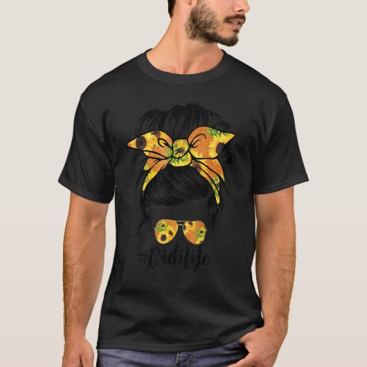 Didi Life Sunflower Messy Bun Moederdag T-shirt (Voorkant)