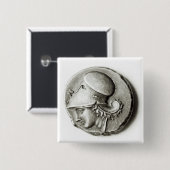 Didrachma van Heracles: buitenspiegelend Athena Vierkante Button 5,1 Cm (Voorkant /achterkant)