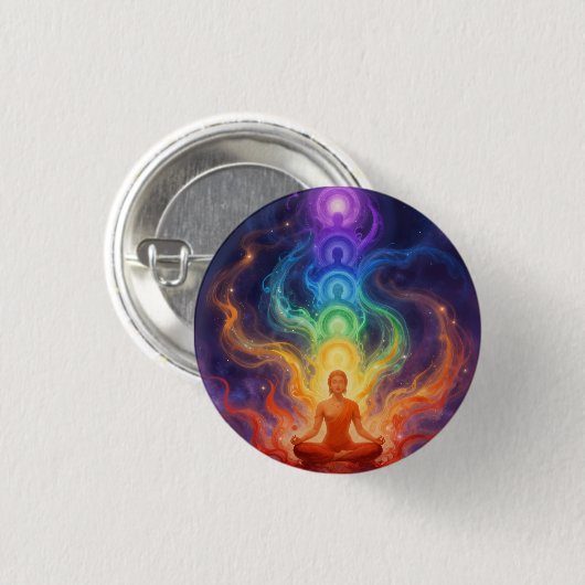 Die 7 Chakren Ronde Button 3,2 Cm (Voorkant /achterkant)