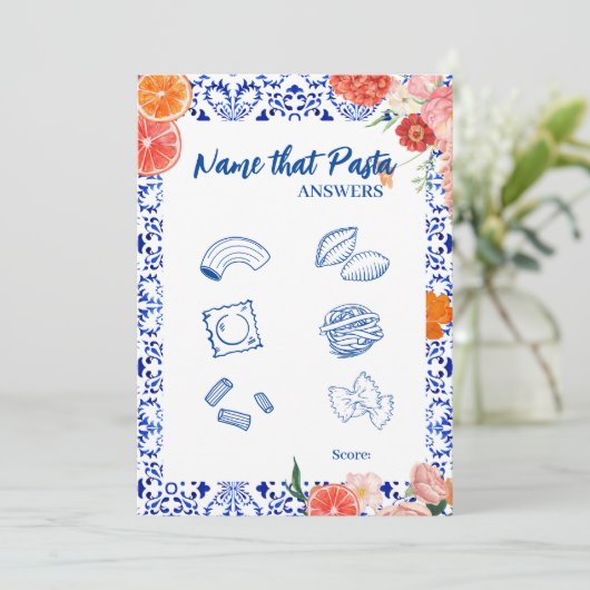 Die amore Naam die pasta vrijgezellenfeest spel ka Kaart (Staand voorkant)
