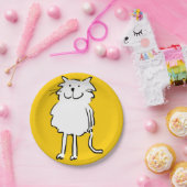 Die Cat cartoon. Kat op een geel bord (Feest)