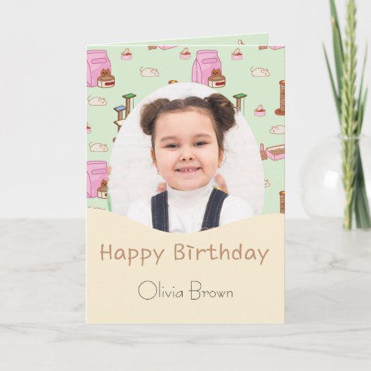 Die Cat Life Kinder Foto Birthday Kaart (Voorkant)