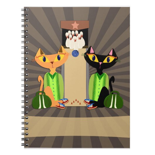 Die Cool Alley Cats Fun Bowling Pets Design Notitieboek (Voorkant)