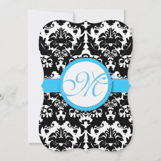 Die Cut Aqua Damask Heart Swirl Wedding Invite Kaart (Voorkant)