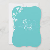 Die Cut Aqua Wild Flower Branch Wedding Kaart (Achterkant)