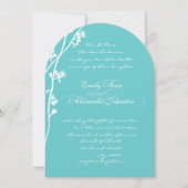 Die Cut Aqua Wild Flower Branch Wedding Kaart (Voorkant)