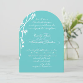 Die Cut Aqua Wild Flower Branch Wedding Kaart