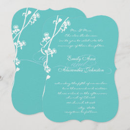 Die Cut Aqua Wild Flower Branch Wedding Kaart