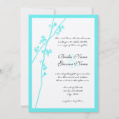 Die Cut Aqua Wildflower Branch Wedding Invitation Kaart (Voorkant)