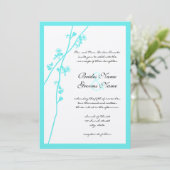 Die Cut Aqua Wildflower Branch Wedding Invitation Kaart (Staand voorkant)