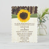 Die Cut Barn Wood Sunflower Wedding Invitation Kaart (Staand voorkant)