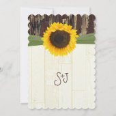 Die Cut Barn Wood Sunflower Wedding Invitation Kaart (Achterkant)