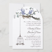 Die Cut Birds Yellow & Paarse Blooms Weddenschap Kaart (Voorkant)