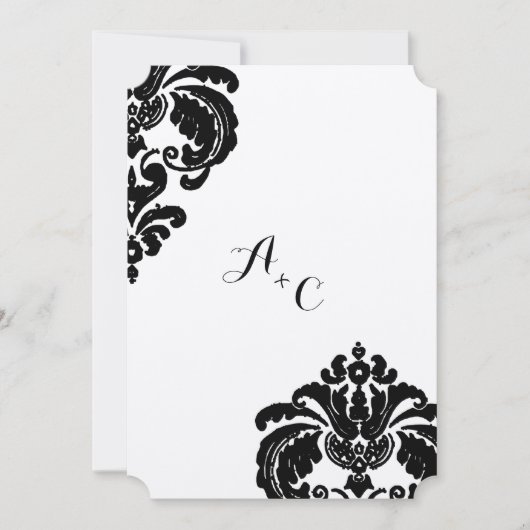 Die Cut  Black Damask Wedding Kaart (Voorkant)