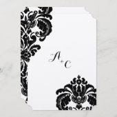 Die Cut  Black Damask Wedding Kaart (Voorkant / Achterkant)