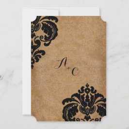 Die Cut  Black Damask Wedding Kaart