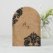 Die Cut  Black Damask Wedding Kaart (Staand voorkant)