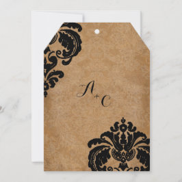 Die Cut Black Damask Wedding Kaart