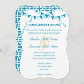 Die Cut Blue Bunting Wimpel Bruiloft Uitnodigingen (Voorkant / Achterkant)