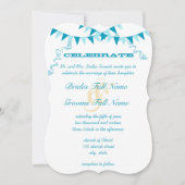 Die Cut Blue Bunting Wimpel Bruiloft Uitnodigingen (Voorkant)