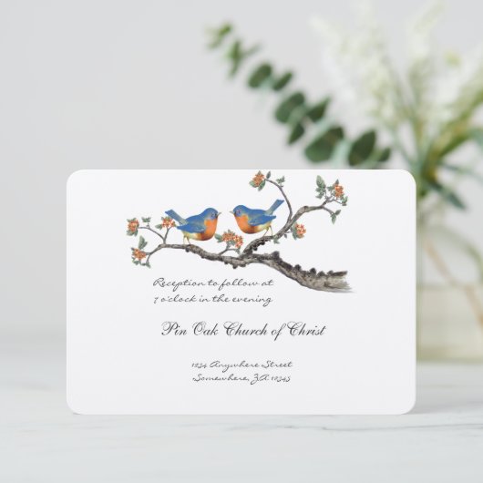 Die Cut  Bluebirds Bruiloft Behuizing Kaart (Staand voorkant)
