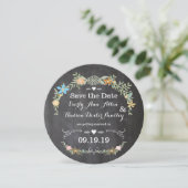 Die Cut Chalkboard Coral Pink Aqua Garland Wedding Save The Date (Staand voorkant)