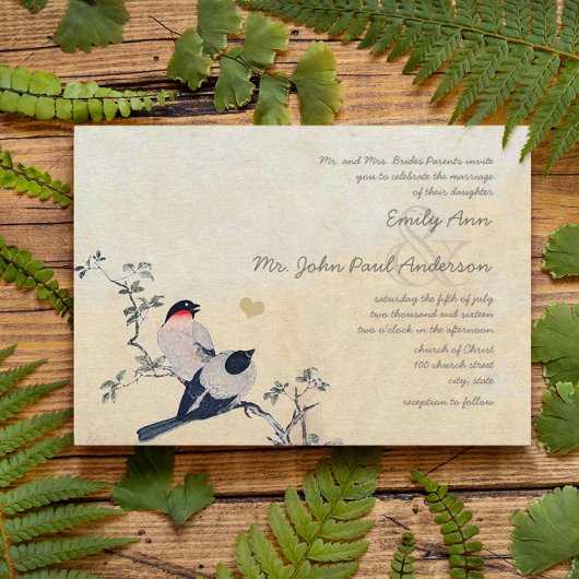 Die Cut Cherry Blossom Chickadee Wedding Kaart