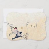 Die Cut Cherry Blossom Chickadee Wedding Kaart (Achterkant)