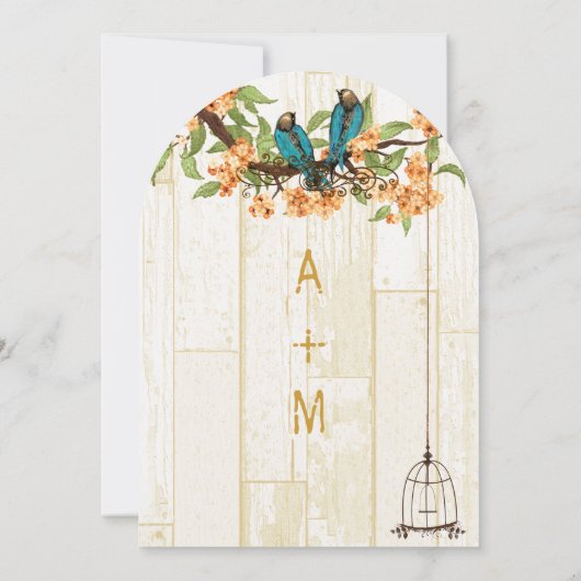 Die Cut Coral en Mint  Tortelduifjes Kaart (Achterkant)