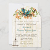 Die Cut Coral en Mint  Tortelduifjes Kaart (Voorkant)