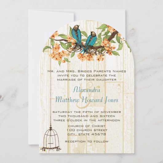 Die Cut Coral en Mint  Tortelduifjes Kaart (Voorkant)