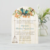 Die Cut Coral en Mint  Tortelduifjes Kaart (Staand voorkant)