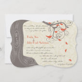Die Cut Coral Tree Birds Wedding Invitations Kaart (Voorkant)