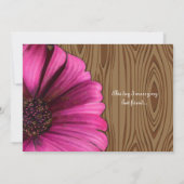 Die Cut Fuchsia Gerber Daisy Wood Grain Wedding Kaart (Achterkant)