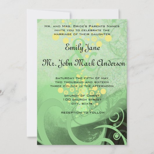 Die Cut Green Calla Lily Wedding Kaart (Voorkant)