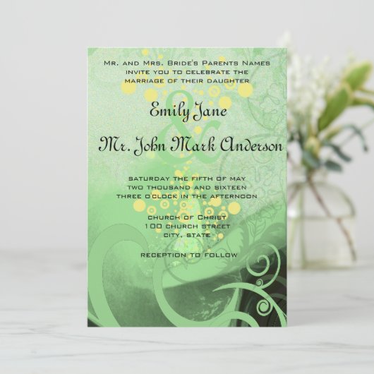 Die Cut Green Calla Lily Wedding Kaart (Staand voorkant)