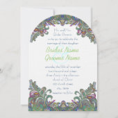 Die Cut Green Raspberry Blue Wedding Invitation Kaart (Voorkant)