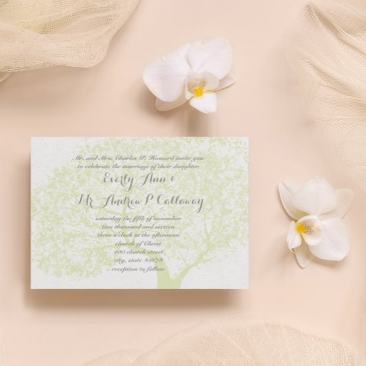 Die Cut Grey and Green Forest Tree Wedding Kaart