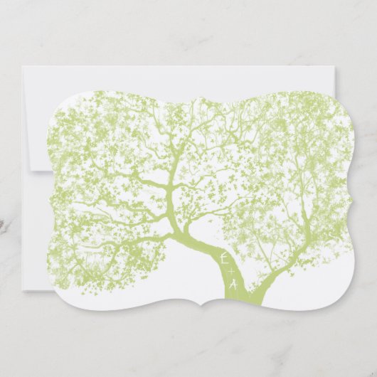 Die Cut Grey and Green Forest Tree Wedding Kaart (Achterkant)