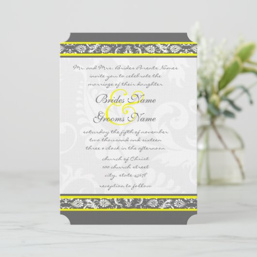 Die Cut Grey and Yellow Wedding Invitations Kaart (Staand voorkant)