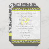 Die Cut Grey and Yellow Wedding Invitations Kaart (Voorkant / Achterkant)