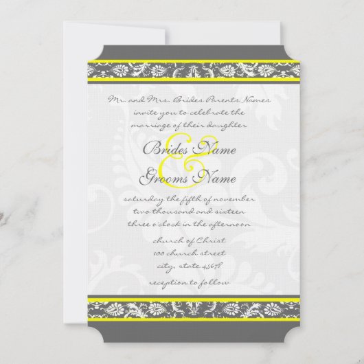 Die Cut Grey and Yellow Wedding Invitations Kaart (Voorkant)