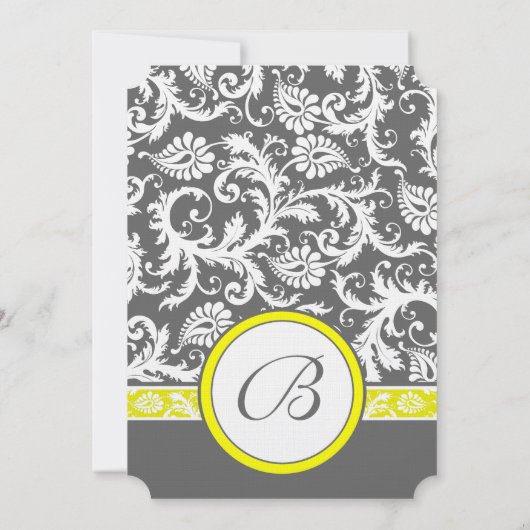 Die Cut Grey and Yellow Wedding Invitations Kaart (Achterkant)